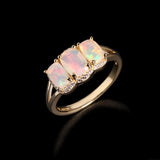 ‘Lottie’ Cushion Opal Three Stone Set – ring angle