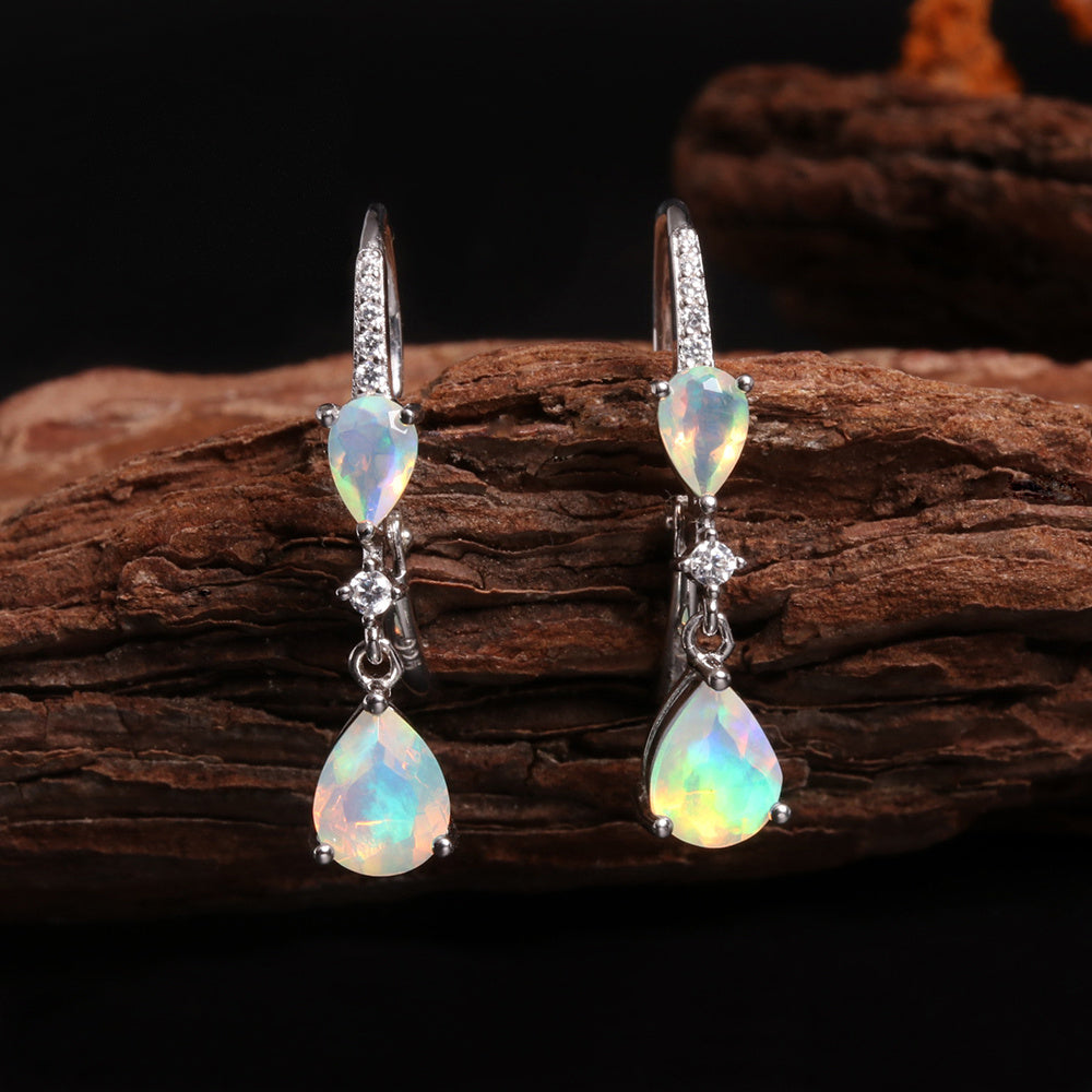 ‘Nevada’ Double Pear Opal Drop Earrings