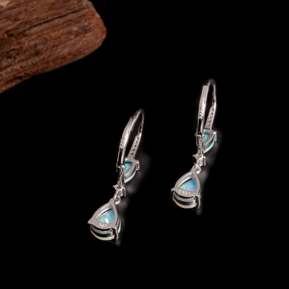 ‘Nevada’ Double Pear Opal Drop Earrings – side view