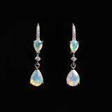 ‘Nevada’ Double Pear Opal Drop Earrings – front black