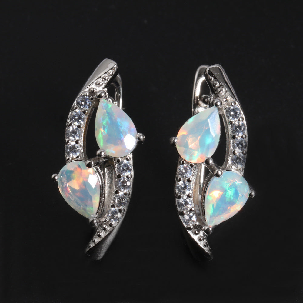 ‘Laguna’ Double Pear Opal Sweep Earrings