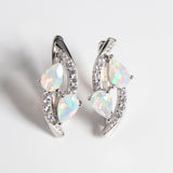 ‘Laguna’ Double Pear Opal Sweep Earrings – front white