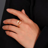 ‘Laramie’ Double Rectangle Opal Open Ring – on hand gold