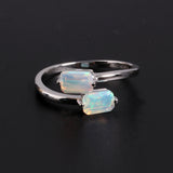 ‘Laramie’ Double Rectangle Opal Open Ring – side silver