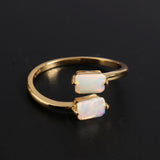 ‘Laramie’ Double Rectangle Opal Open Ring – top view gold