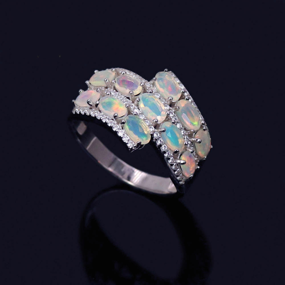 ‘Willa’ Double Row Opal Crossover Ring