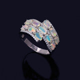 ‘Willa’ Double Row Opal Crossover Ring