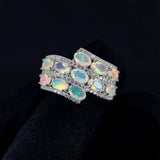 ‘Willa’ Double Row Opal Crossover Ring – top view