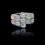‘Willa’ Double Row Opal Crossover Ring – front view
