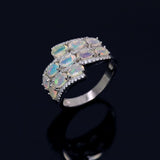 ‘Willa’ Double Row Opal Crossover Ring – side angle