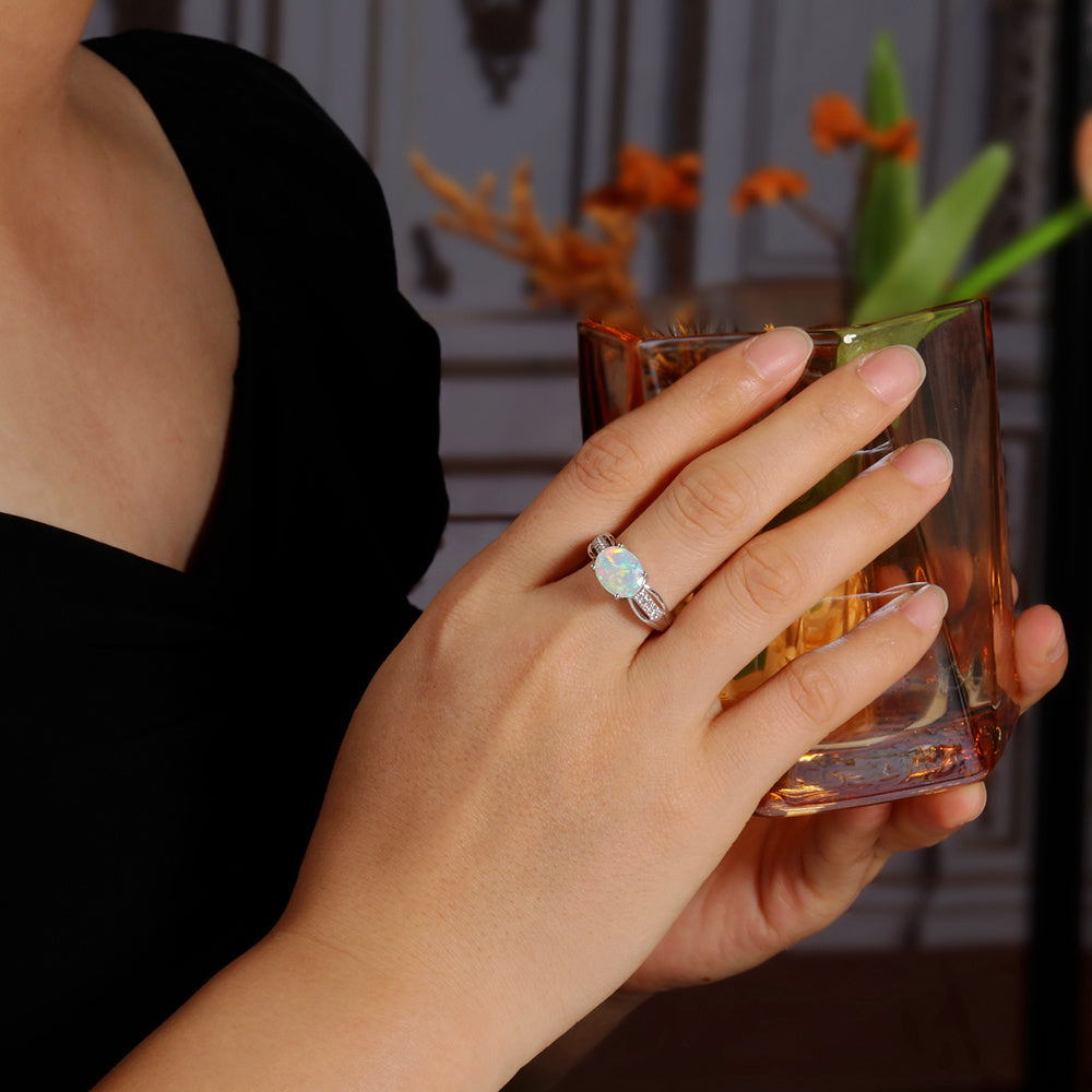 ‘Wilder’ East West Oval Opal Ring – on hand
