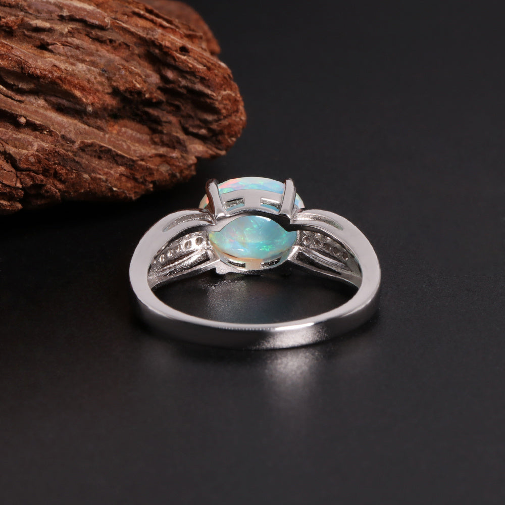 ‘Wilder’ East West Oval Opal Ring – back view