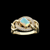 ‘Scout’ Emerald Cut Opal Chain Ring – top view