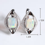 ‘Cecily’ Emerald Cut Opal Rhombus Earrings – white dimensions