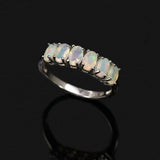 ‘Lawson’ Five Oval Opal Band Ring – angle view
