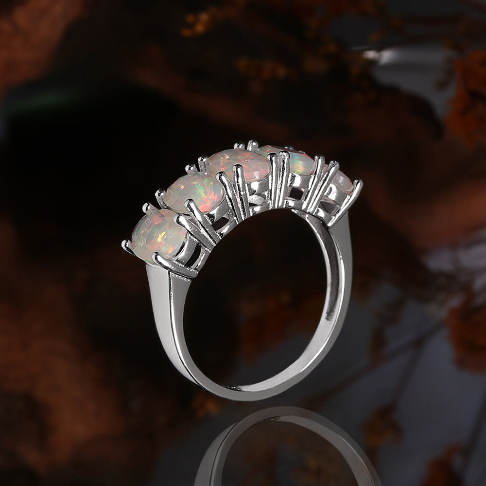‘Kinley’ Five Oval Opal Band Ring – side view