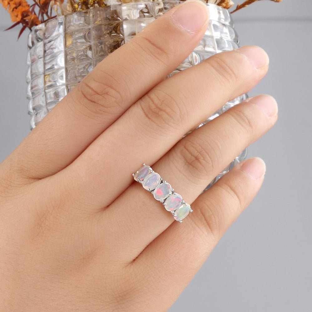 ‘Kinley’ Five Oval Opal Band Ring – on hand