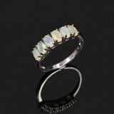 ‘Lawson’ Five Oval Opal Band Ring – tilted view