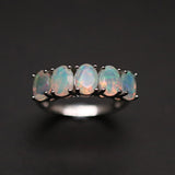 ‘Avalon’ Five Stone Oval Opal Ring – front