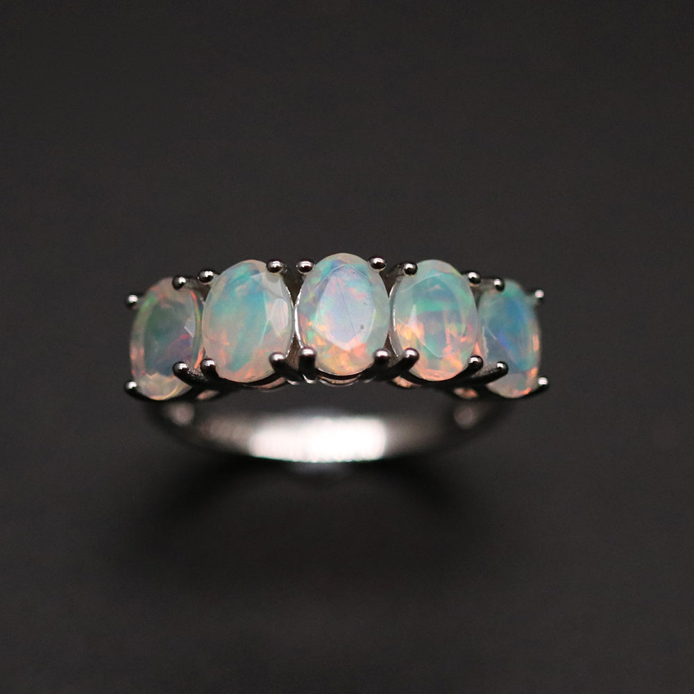 ‘Avalon’ Five Stone Oval Opal Ring – front