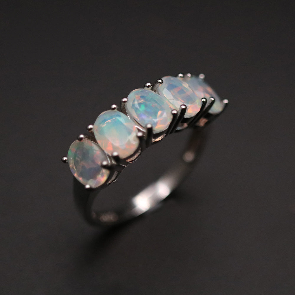 ‘Avalon’ Five Stone Oval Opal Ring – angle left