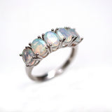 ‘Avalon’ Five Stone Oval Opal Ring – white background