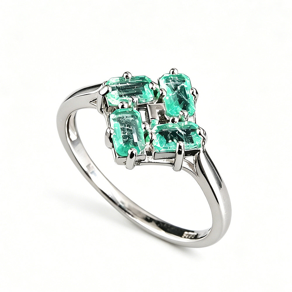 ‘Terra’ Four Emerald Square Cluster Ring