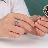 ‘Terra’ Four Emerald Square Cluster Ring – on hand