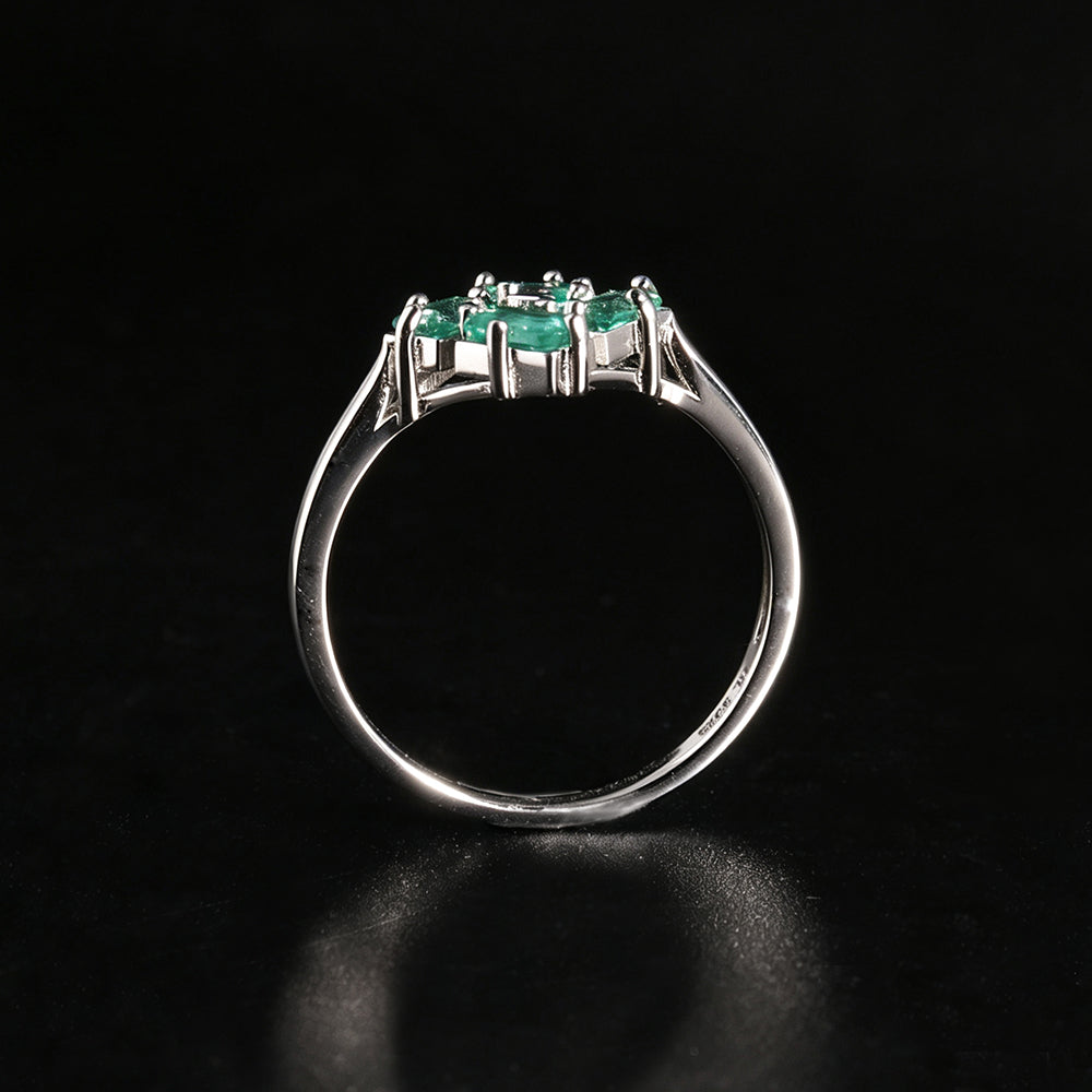 ‘Terra’ Four Emerald Square Cluster Ring – upright view