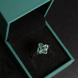 ‘Terra’ Four Emerald Square Cluster Ring – in gift box