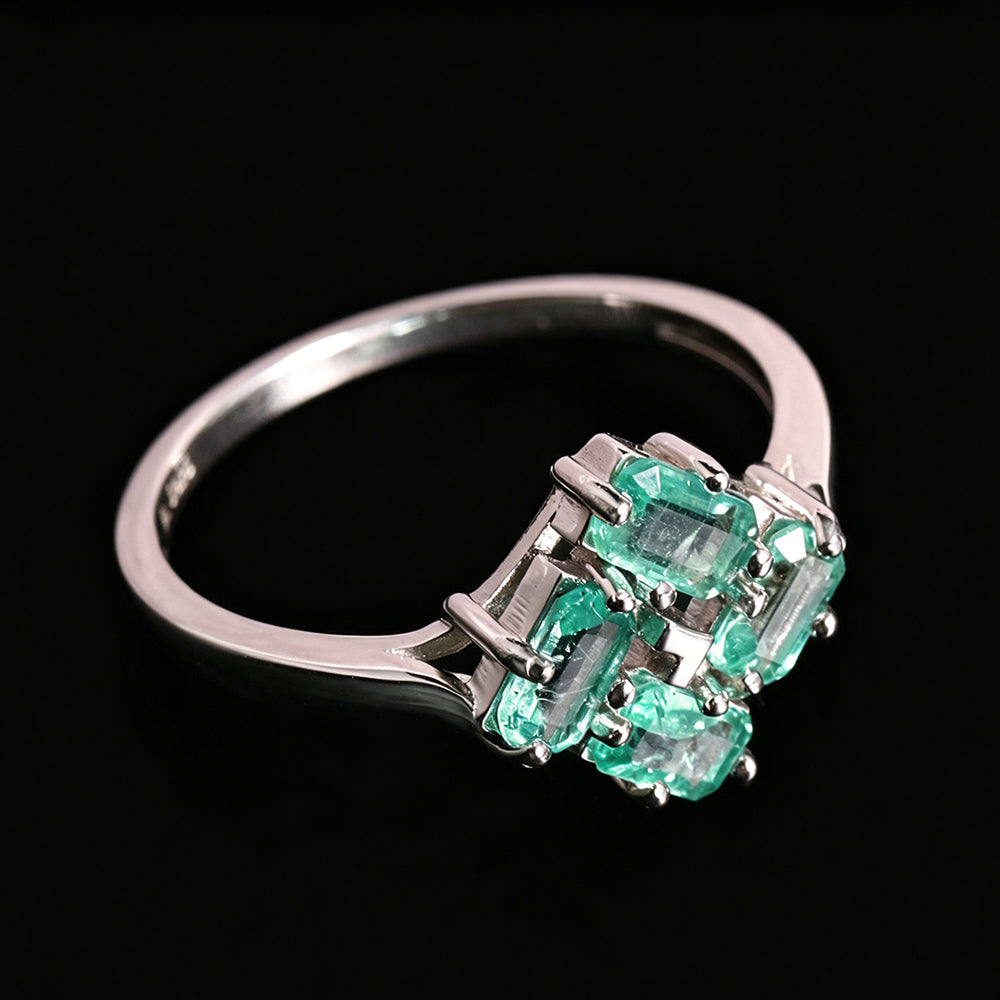 ‘Terra’ Four Emerald Square Cluster Ring – side angle