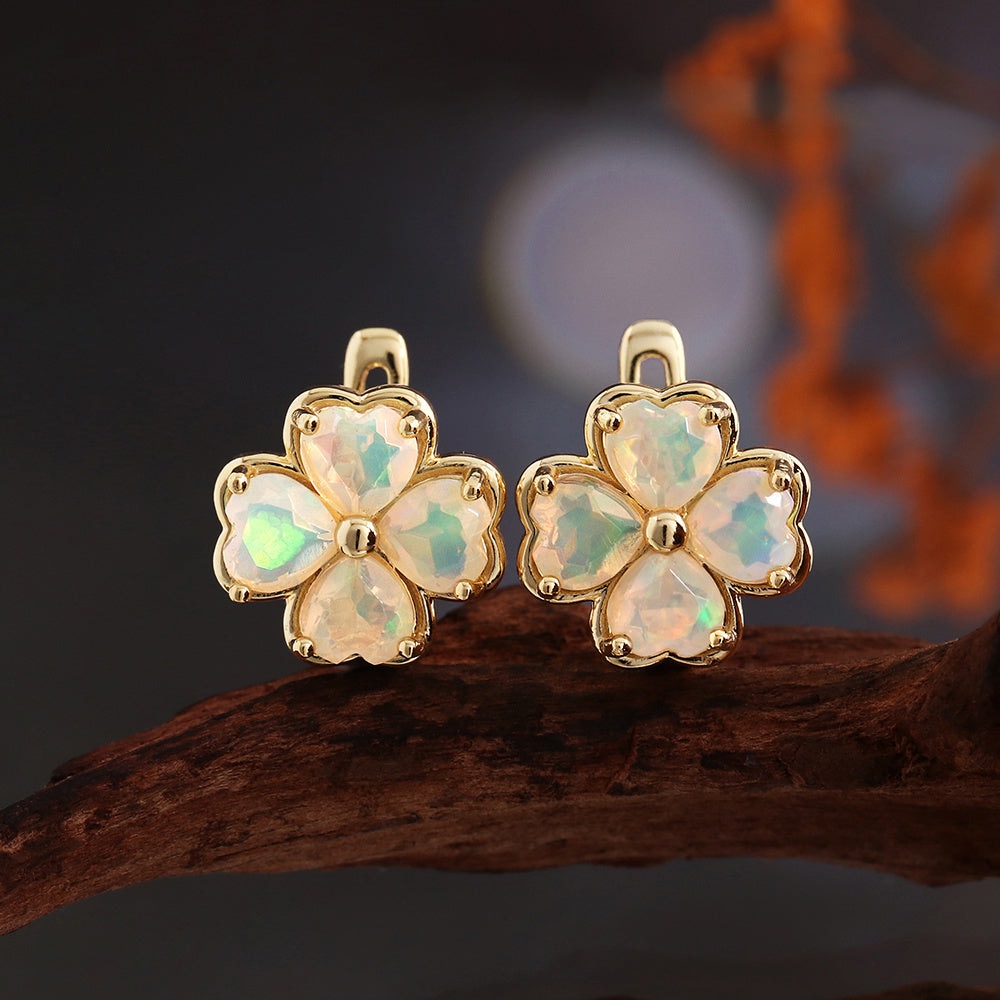 ‘Penny’ Four Leaf Clover Opal Earrings