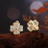 ‘Penny’ Four Leaf Clover Opal Earrings – side view