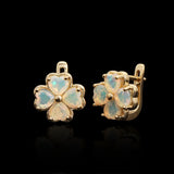 ‘Penny’ Four Leaf Clover Opal Earrings – angled view