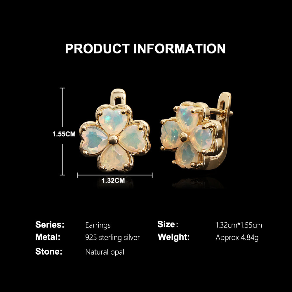 ‘Penny’ Four Leaf Clover Opal Earrings – dimensions