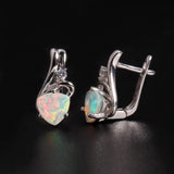 ‘Loveday’ Heart Cut Opal Drop Earrings – side view