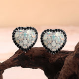 ‘Juliet’ Heart Opal Black Spinel Earrings – on driftwood