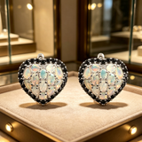 ‘Juliet’ Heart Opal Black Spinel Earrings – store display