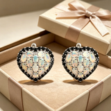 ‘Juliet’ Heart Opal Black Spinel Earrings – with gift box