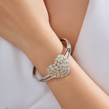 ‘Eloise’ Heart Opal Cluster Bangle – on wrist