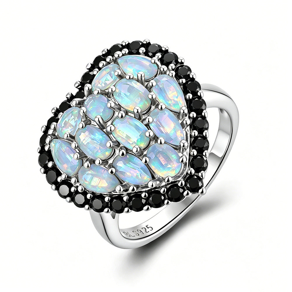 ‘Darling’ Heart Opal Cluster Halo Ring