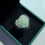 ‘Darling’ Heart Opal Cluster Halo Ring – in gift box
