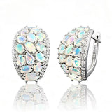 ‘Coralie’ Large Opal Cluster Dome Earrings – pair white bg