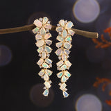 ‘Poppy’ Long Pear Opal Cluster Earrings