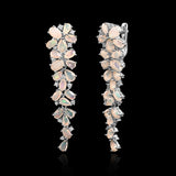 ‘Poppy’ Long Pear Opal Cluster Earrings – front white