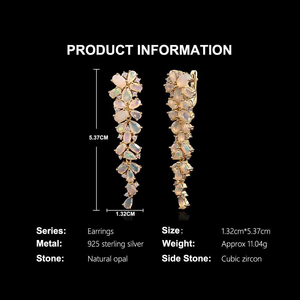 ‘Poppy’ Long Pear Opal Cluster Earrings – specs dimensions