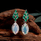‘Sonora’ Marquise Opal Agate Drop Earrings – on wood