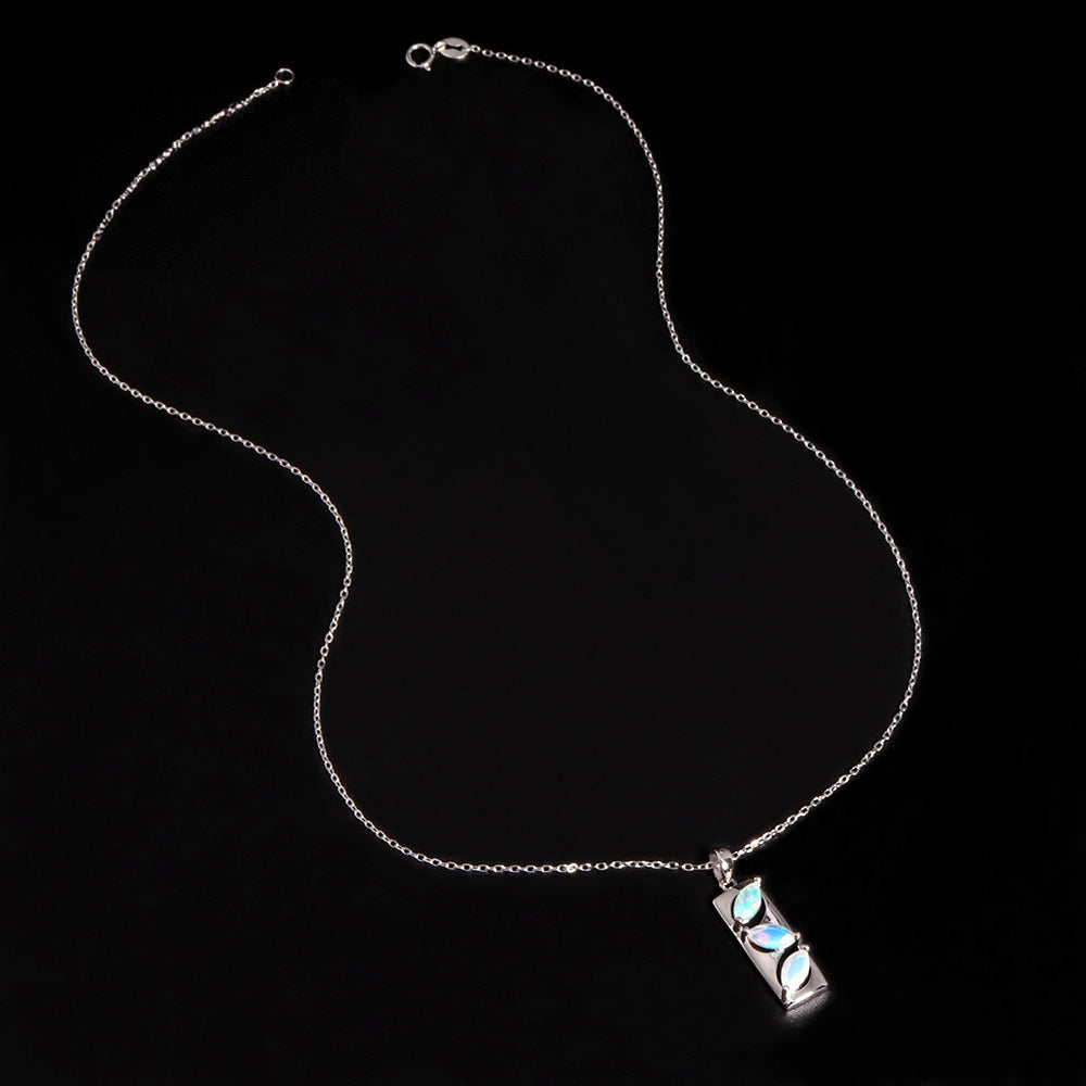 ‘Elodie’ Marquise Opal Bar Pendant – full chain
