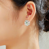 ‘Ramona’ Marquise Opal Cluster Dome Earrings – on ear