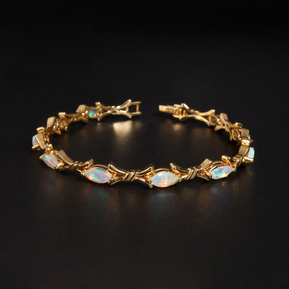 ‘Melrose’ Marquise Opal Cross Link Bracelet